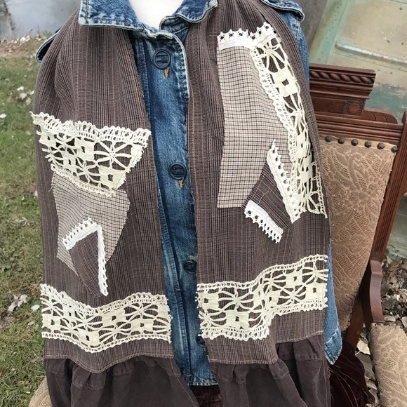Victorian Boho Upcycled Patches Scarf - Picture 3 of 3